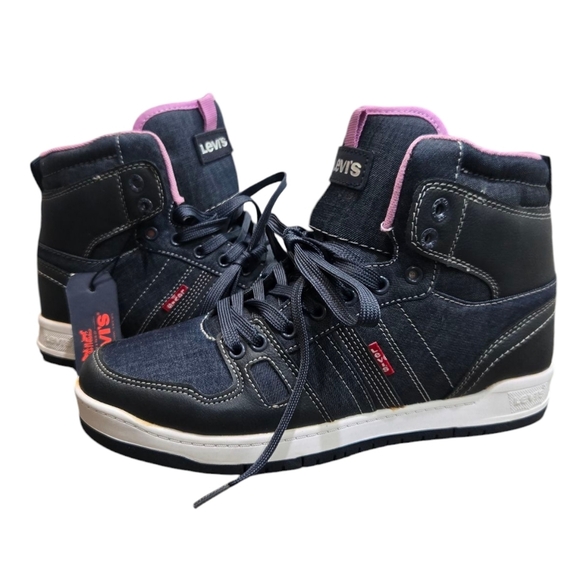 LEVI'S Hi Top Shoes Metro Modern Blacktop-CHM-UL Sneakers Navy 7.5 - Picture 1 of 7